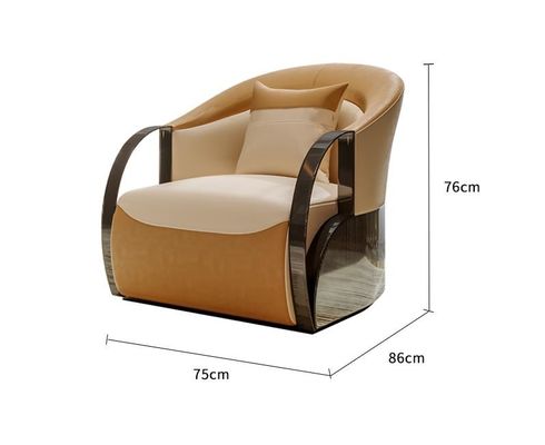 Armrest ανοξείδωτου δέρματος επίπλων λόμπι ξενοδοχείων υψηλών σημείων γνήσια ενιαία έδρα σαλονιών